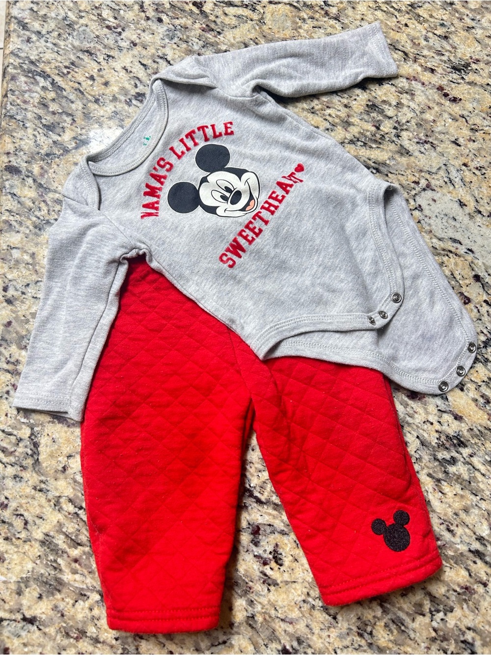 Disney Grey & Red Mickey Mouse Infant Two-Piece Set